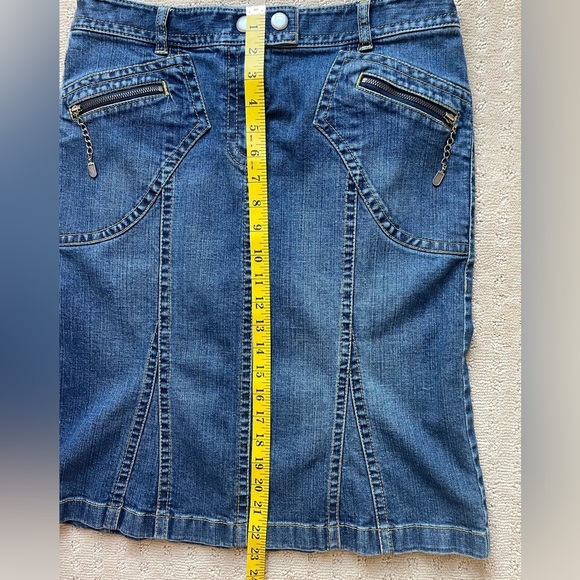 Y2K Trumpet Low Rise  Ann Taylor Loft Denim Skirt Zipper Details  Sz 6 - Picture 11 of 14